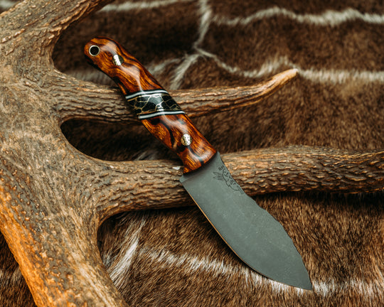 Skinner Jr- Desert Ironwood, Black G10, White G10, Brass, Black with Gold Web Tru-stone, Mosaic Pins, Brass Lanyard Pin, Textured Grip