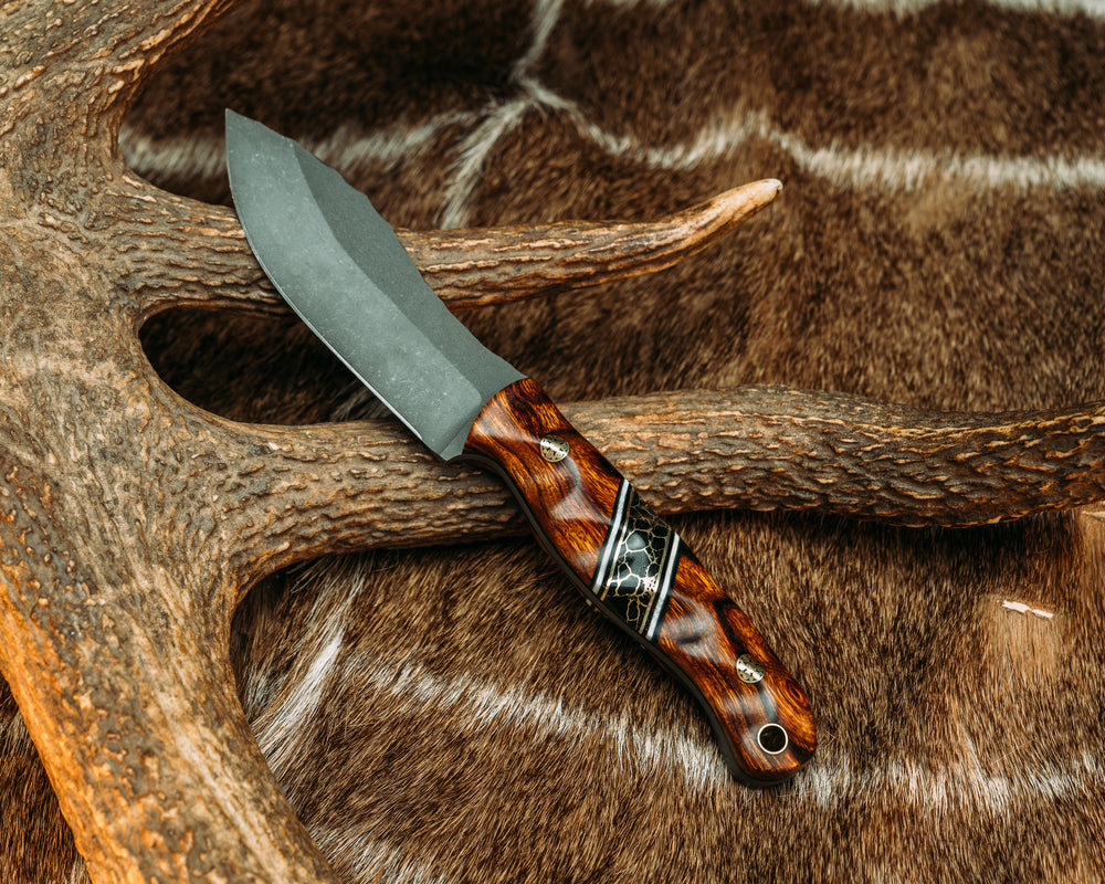 Skinner Jr- Desert Ironwood, Black G10, White G10, Brass, Black with Gold Web Tru-stone, Mosaic Pins, Brass Lanyard Pin, Textured Grip