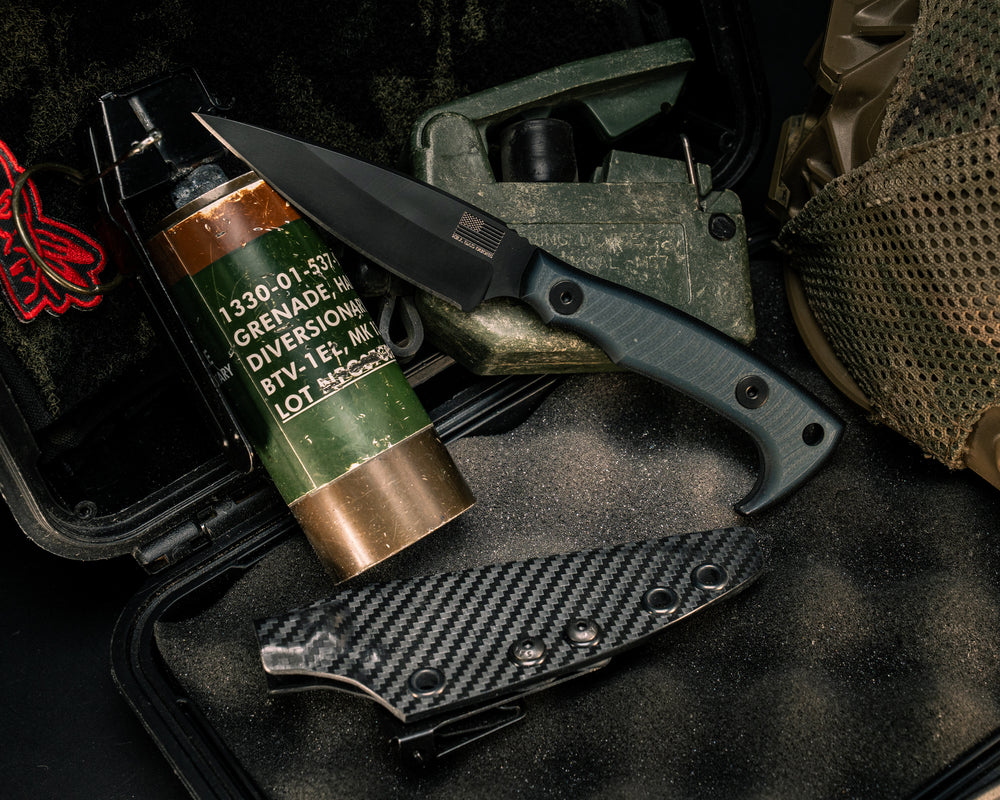 Special K HFB-X-KBD Collab- Ghost Over Black G10, Armor Black Cerakote, Allen Bolts, Textured Grip