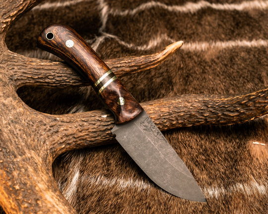 Cav Jr- Redwood, OD Green G10, Brass and Brown Canvas Micarta Split, Desert Ironwood, Mosaic Pins, Brass Lanyard Pin, Contoured Grip