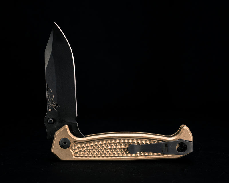 Disaster Folder- Anodized FDE Handle, Black Nitride Blade, Grenade Stippled Grip, Deep Carry Clip