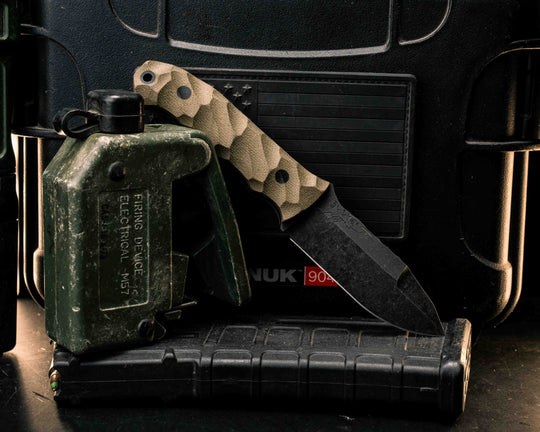 Disaster Cub Gen 3- OD Green Canvas Micarta, CF Pins, CF Lanyard Pin, Textured Grip