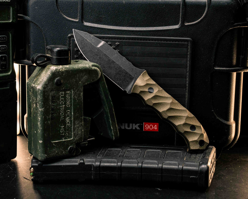 Disaster Cub Gen 3- OD Green Canvas Micarta, CF Pins, CF Lanyard Pin, Textured Grip