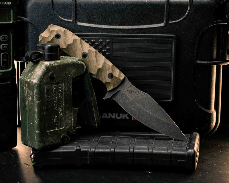 Ishi- OD Green Canvas Micarta, CF Pins, Textured Grip