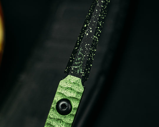 Cardiac Spike (2025 Halloween Edition)  - Toxic Green G10, Armor Black Cerakote w/ Green Splatter, Allen Bolts, Iron Grip.