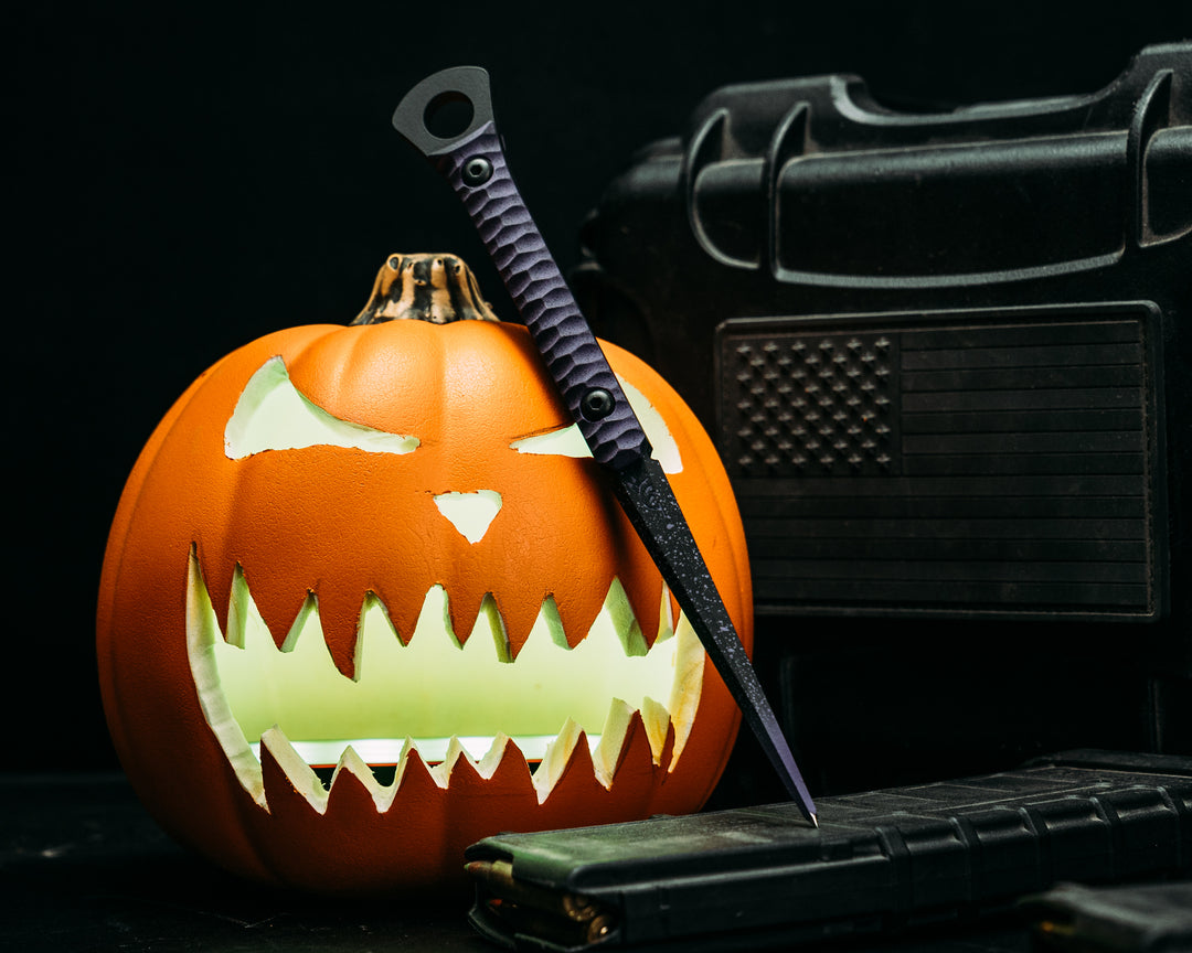 Cardiac Spike (2025 Halloween Edition)  - Purple G10, Armor Black Cerakote w/ Purple Splatter, Allen Bolts, Iron Grip.