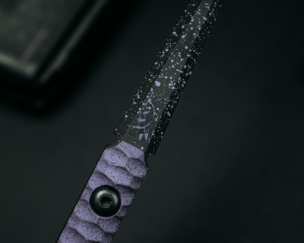 Cardiac Spike (2025 Halloween Edition)  - Purple G10, Armor Black Cerakote w/ Purple Splatter, Allen Bolts, Iron Grip.