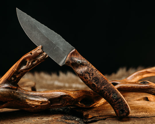 Crow Jr- Chechen Rosewood, Mosaic Pins, CF Lanyard Pin, Contoured Grip.