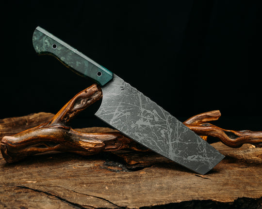 Nakiri- Dyed Redwood, Hollow Aluminum Pins, Smooth Grip.