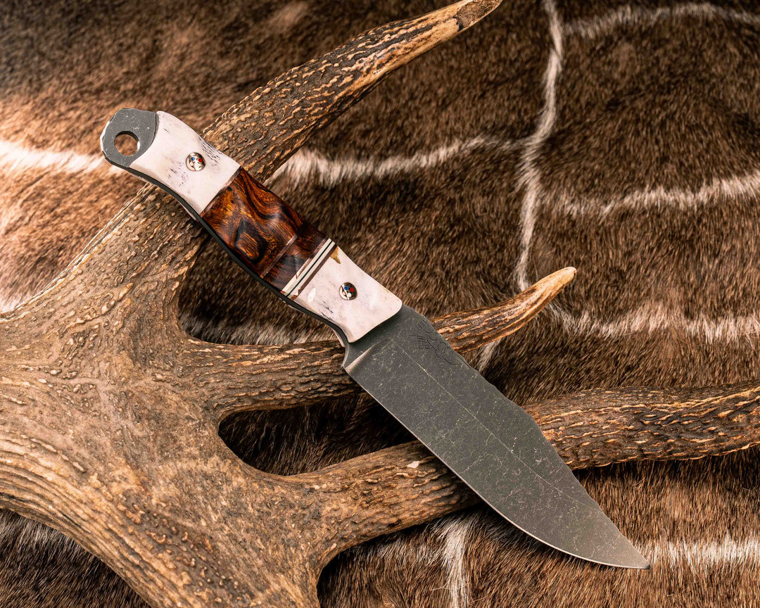 Crow Scout- Copper, White G`0 and Black G10 Pin Striping, Desert Ironwood Split, Copper Patriot Pins, Textured Grip