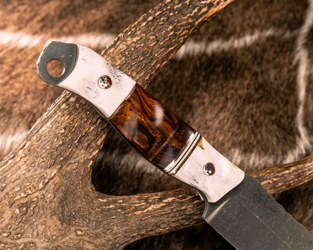 Crow Scout- Copper, White G`0 and Black G10 Pin Striping, Desert Ironwood Split, Copper Patriot Pins, Textured Grip