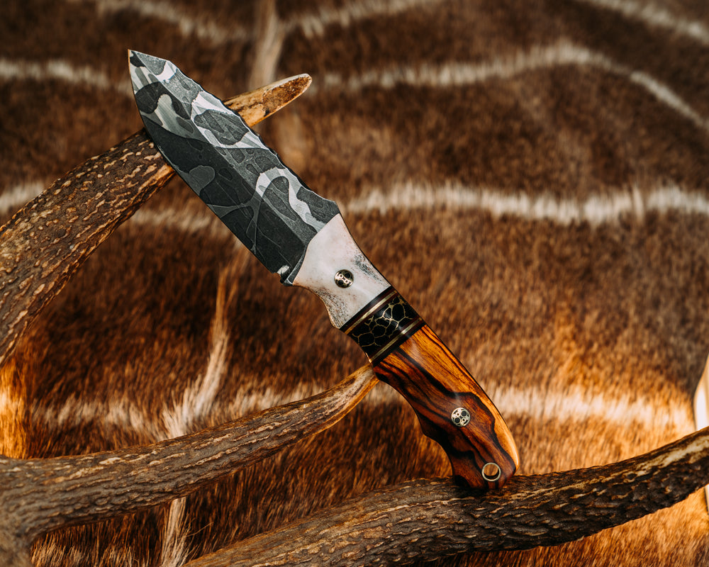 Disaster Jr- Black G10, Red G10 and Brass Pin Striping, Black with Gold Web Tru-stone Split, Desert Ironwood, Mosaic Pins, Brass Lanyard Pin, Grooved Grip