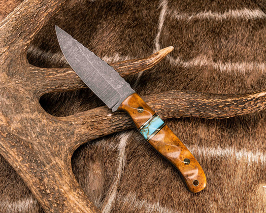 Crow Jr- Asian Gempol, Black G10 and Brass Pin Striping, Turquoise with Gold Web Tru-stone Split, Mosaic Pins, Brass Lanyard Pin, Textured Grip