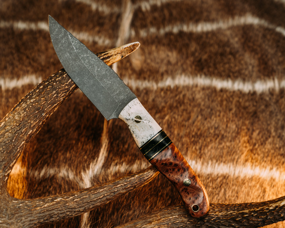 Crow Jr- Black G10 and Brass Pin Striping, Green Dark Matter Carbon Split, Redwood Burl, Mosaic Pins, Brass Lanyard Pin, Grooved Grip