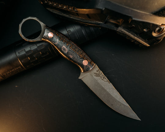 Osoraku 3" Mini- Carbon, Burlap and Copper Mesh, Copper Pins, Smooth Grip