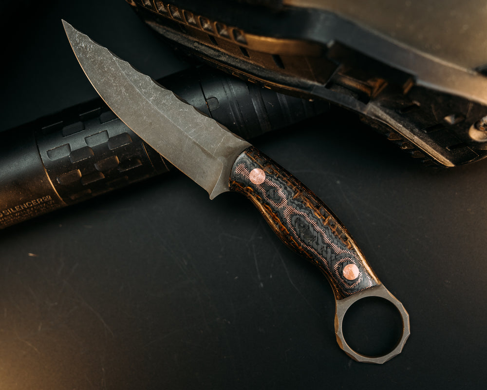 Osoraku 3" Mini- Carbon, Burlap and Copper Mesh, Copper Pins, Smooth Grip
