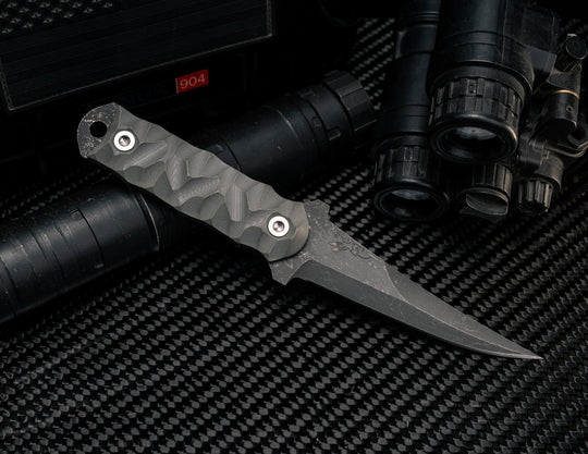 Combat Filet- Gray G10, Ti Allen Bolts, Chaos Grip
