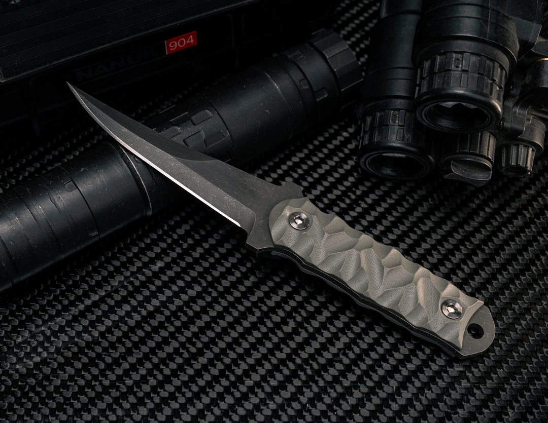 Combat Filet- Gray G10, Ti Allen Bolts, Chaos Grip