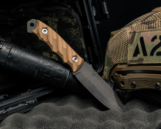 Disaster Jr- Coyote G10, Ti Allen Bolts, Textured Grip