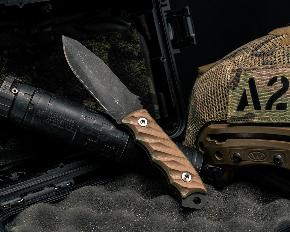 Disaster Jr- Coyote and OD Green G10, Ti Allen Bolts, Textured Grip