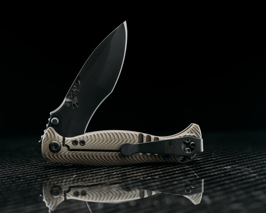 Extremis Folder - Blasted Bronze Anodized Titanium Ti Scales, PVD Coated Blade, Deep Carry Pocket Clip