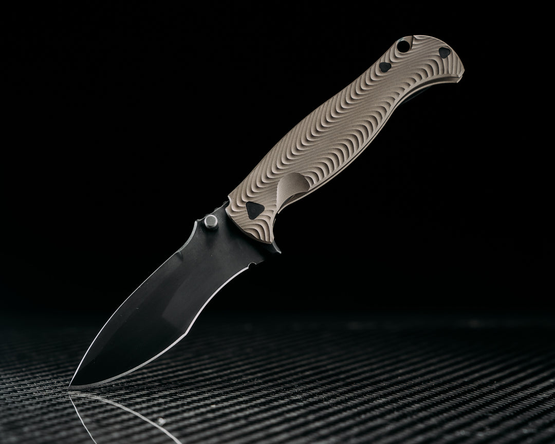 Extremis Folder - Blasted Bronze Anodized Titanium Ti Scales, PVD Coated Blade, Deep Carry Pocket Clip