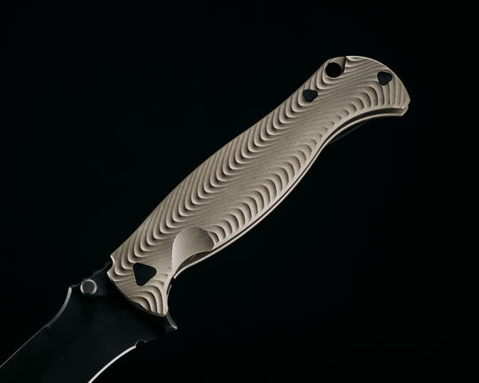 Extremis Folder - Blasted Bronze Anodized Titanium Ti Scales, PVD Coated Blade, Deep Carry Pocket Clip