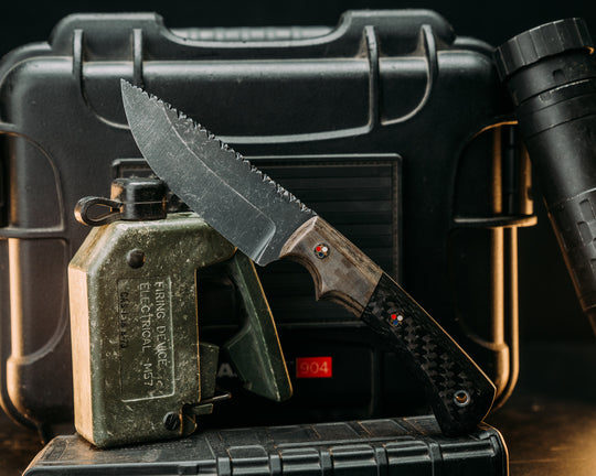 Nashi- Navy S.E.A.L AOR1 Cammie Micarta, Black G10 Split, Carbon Fiber, Patriot Mosaic Pins, Aluminum Lanyard Pin, Old School Rockwork, Smooth Angled Grip