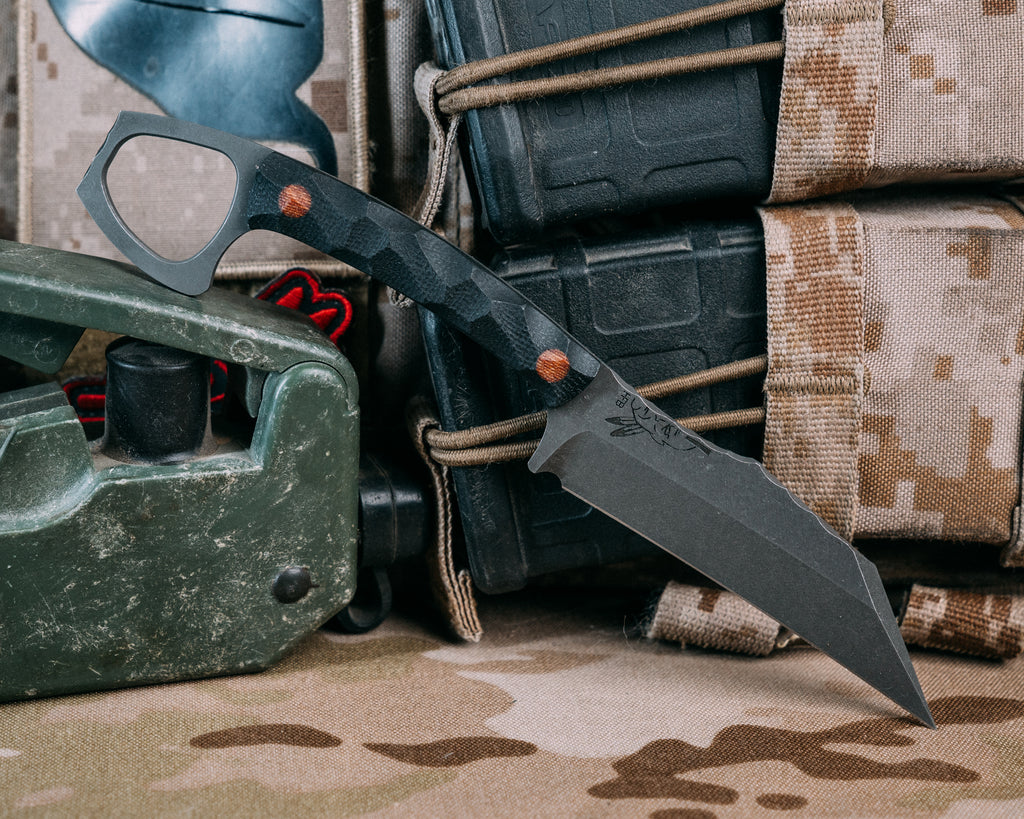 SHPOS -  Black Canvas Micarta, Natural Micarta Pins, Chaos Grip