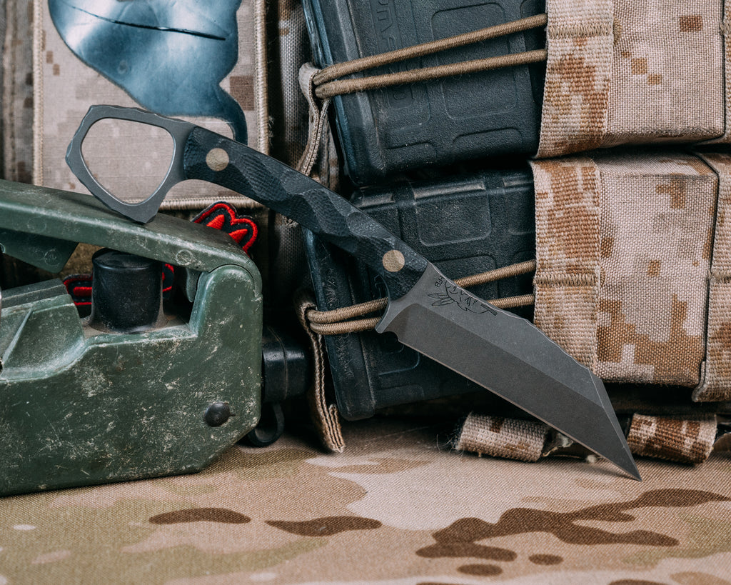SHPOS -  Black Canvas Micarta, OD Green G10 Pins, Chaos Grip