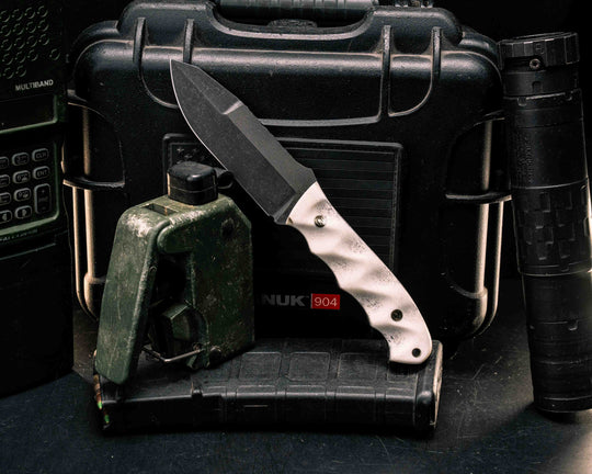 Disaster Jr Gen 3- Elk Antler, Mosaic Pins, Brass Lanyard Pin, Textured Grip