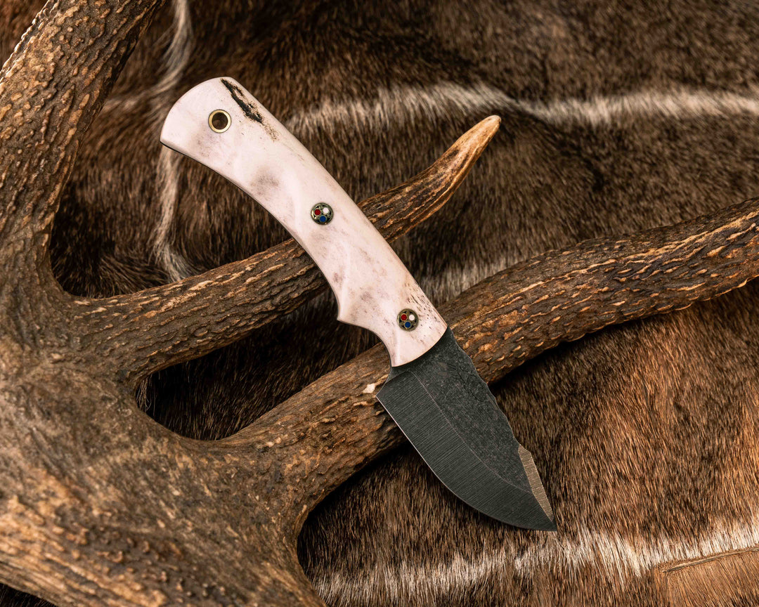 Beef Harpoon- Elk Antler, Patriot Mosaic Pins, Brass Lanyard Pin, Textured Grip