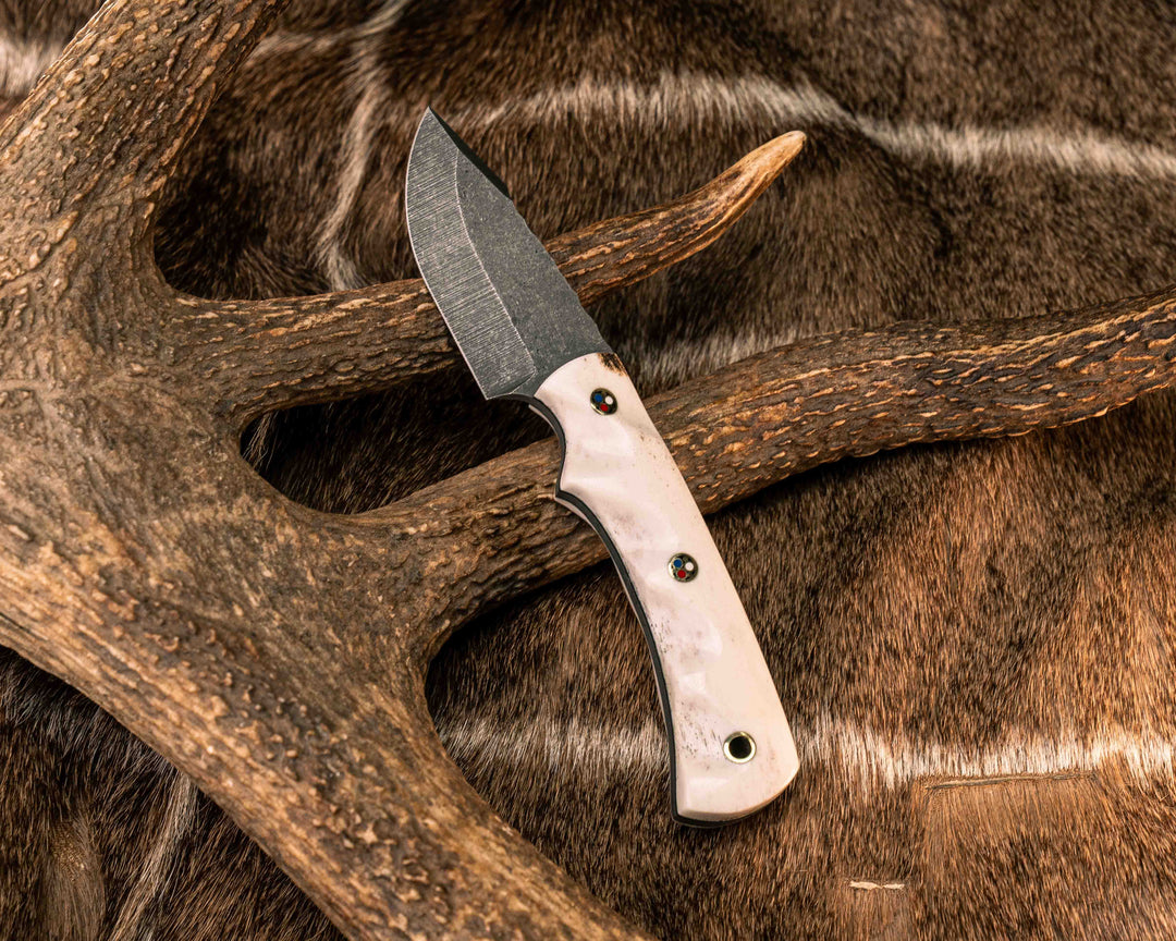 Beef Harpoon- Elk Antler, Patriot Mosaic Pins, Brass Lanyard Pin, Textured Grip