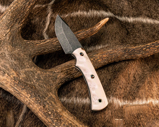 Beef Harpoon- Elk Antler, Patriot Mosaic Pins, Brass Lanyard Pin, Textured Grip