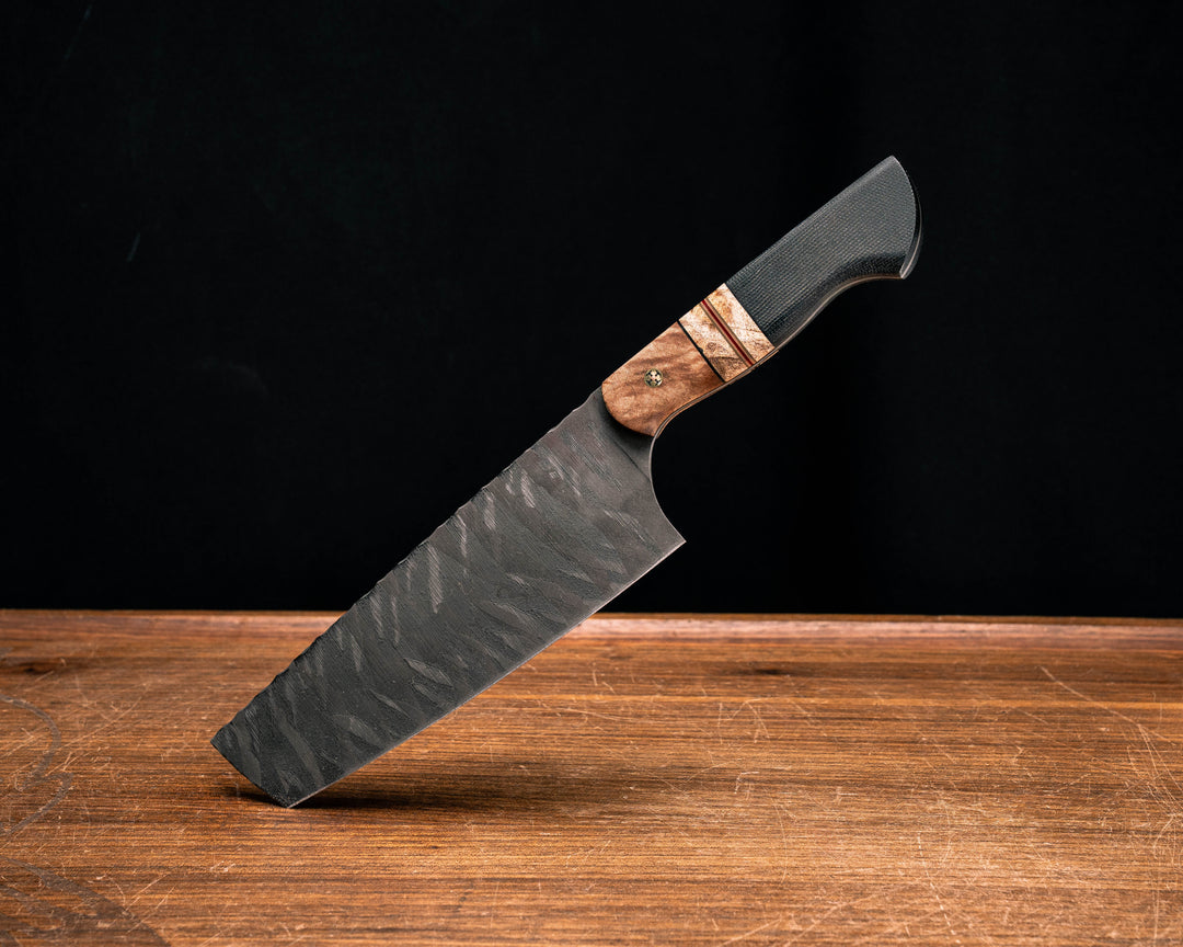Nakiri- Maple, Black G10, OD Green G10, Copper, Red G10 and Coyote G10 Pin Striping, Spalted Maple Split, Black Canvas Micaela, Mosaic Pin, CF Pin, Smooth Grip