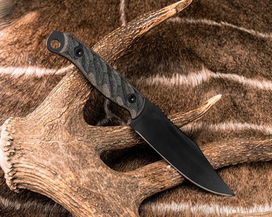 Crow Scout - OD Green/Black Canvas Micarta, Armor Black Cerakote, Allen Bolts, Textured Grip