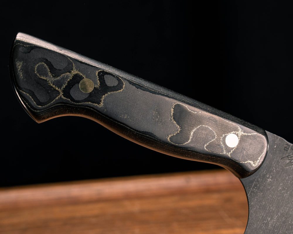 Chef Blade- Gold Camo Carbon, Brass Pins, Smooth Grip