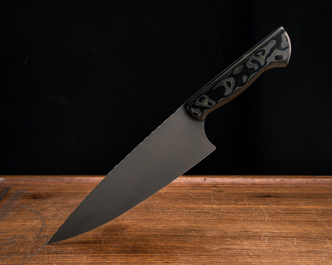 Chef Blade- Gold Camo Carbon, Brass Pins, Smooth Grip