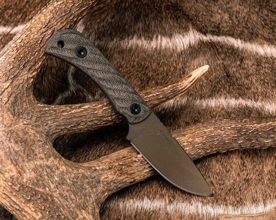 Cav Jr- OD Green Canvas Micarta, Midnight Bronze Cerakote, Allen Bolts, Textured Grip