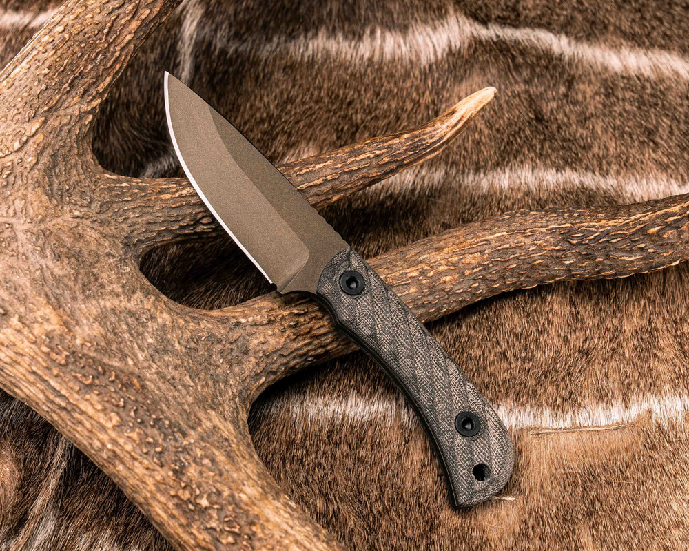 Cav Jr- OD Green Canvas Micarta, Midnight Bronze Cerakote, Allen Bolts, Textured Grip