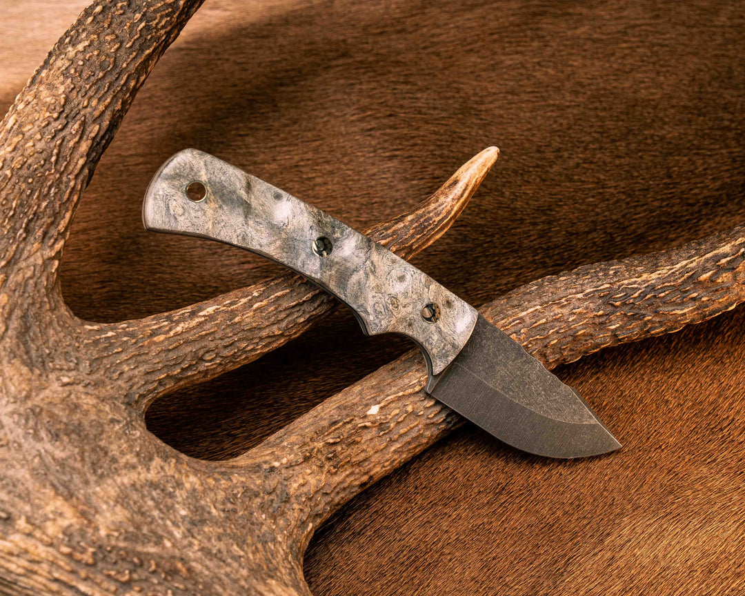 Beef Harpoon- Buckeye Burl, Mosaic Pins, Brass Lanyard Pin, Textured Grip