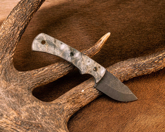 Beef Harpoon- Buckeye Burl, Mosaic Pins, Brass Lanyard Pin, Textured Grip