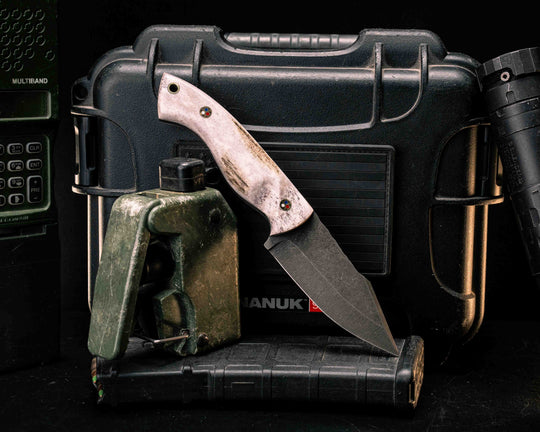 Widow Maker- Elk Antler, Patriot Mosaic Pins, Brass Lanyard Pin, Textured Grip