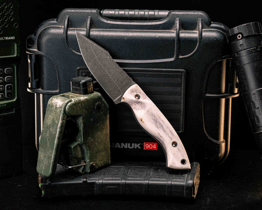 Widow Maker- Elk Antler, Patriot Mosaic Pins, Brass Lanyard Pin, Textured Grip
