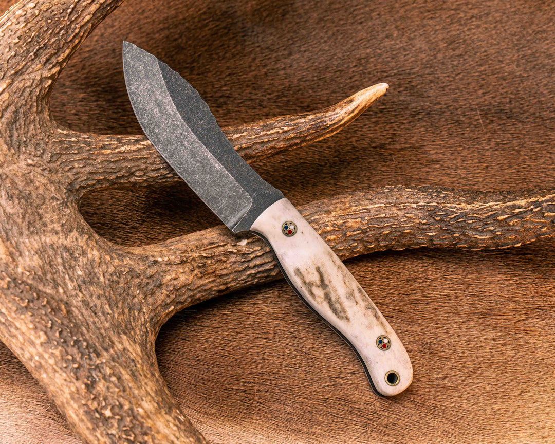 Skinner Jr- Elk Antler, Patriot Mosaic Pins, Brass Lanyard Pin, Textured Grip