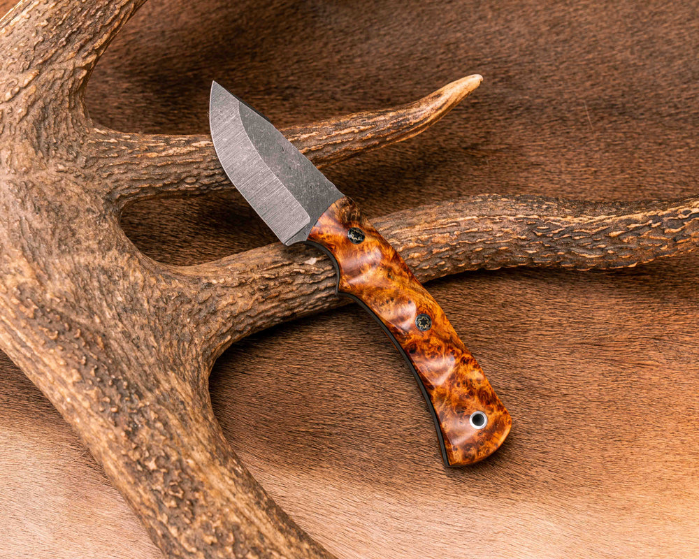 Beef Harpoon- Lion's Blood Amboyna, Mosaic Pins, Aluminum Lanyard Pin, Textured Grip