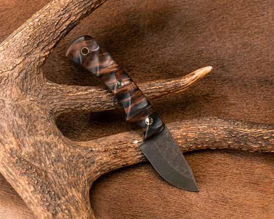 Beef Harpoon- Hawaiian Curly Koa, Mosaic Pins, Brass Lanyard Pin, Textured Grip