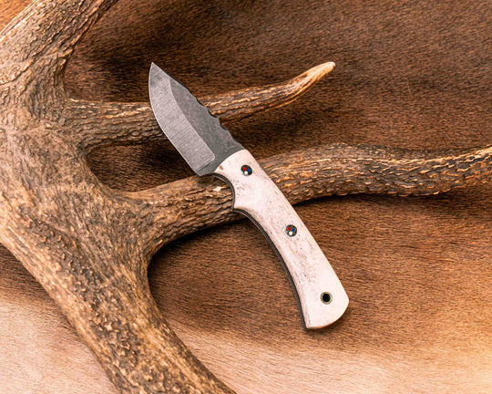 Beef Harpoon- Elk Antler, Patriot Mosaic Pins, Brass Lanyard Pin, Textured Grip