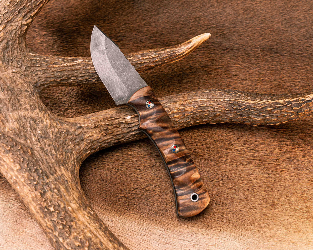 Beef Harpoon- Hawaiian Curly Koa, Patriot Mosaic Pins, Brass Lanyard Pin, Textured Grip