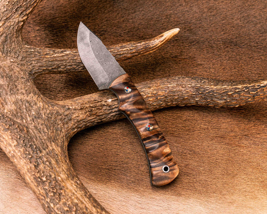 Beef Harpoon- Hawaiian Curly Koa, Patriot Mosaic Pins, Brass Lanyard Pin, Textured Grip